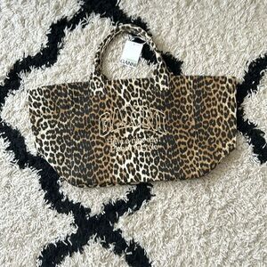 Ganni leopard canvas bag